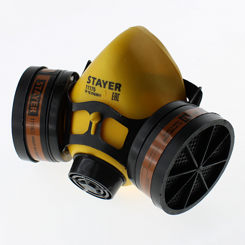 Респиратор противогазовый STAYER HF-6000, два фильтра А1 в комплекте