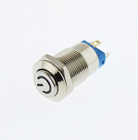 Кнопка антивандальная D-12 mm steel ON-OFF 12-24В Red symbol power off  (4pin)