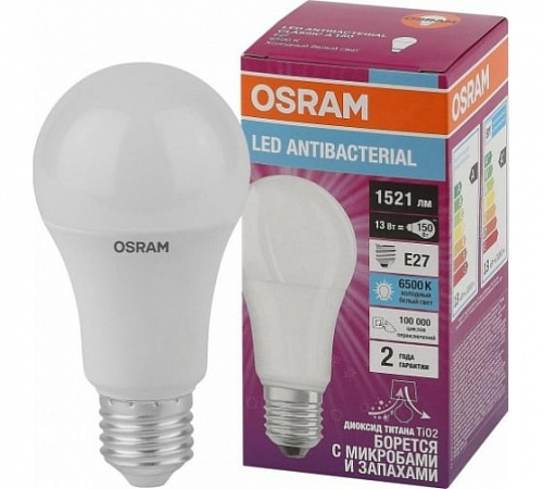 Лампа "груша" светодиодная OSRAM Antibacterial 13W 1521lm 6500К E27 (замена 150Вт)