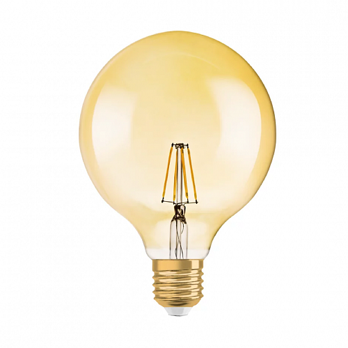 Лампа филаментная светодиодная "шар" OSRAM 1906 GLOBE 4W 420lm 2400К 230V E27 золотистая